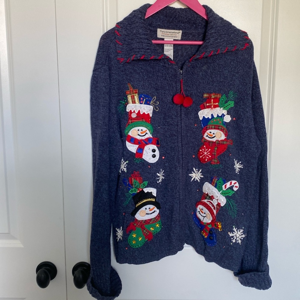 Tiara International Christmas Zip Up Sweater